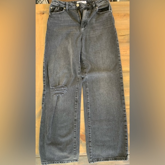 Garage Jambe Wide Leg High Waist Jeans Black Denim - Picture 3 of 4